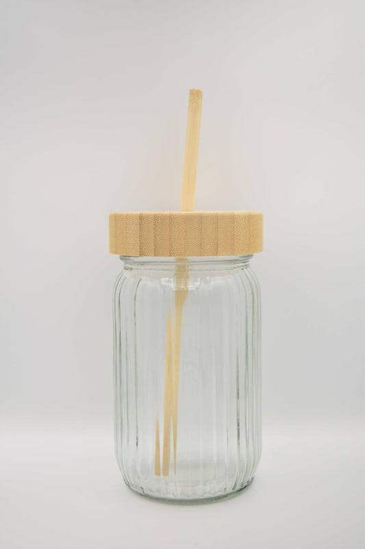Γυάλινο ποτήρι με καλαμάκι Bamboo